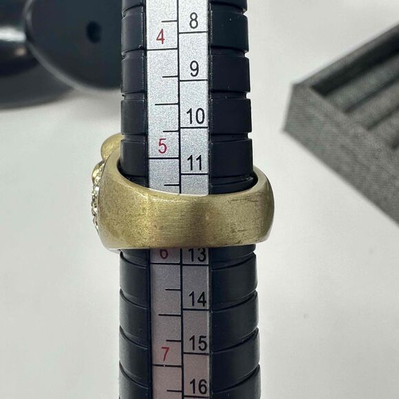 Heidi Daus Ring Size 5.5 Crystal Faux Pearl Peridot Rhinestone Cabochon - Picture 15 of 16